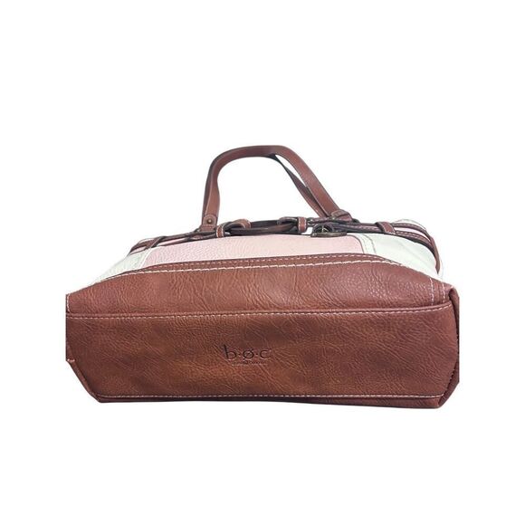 B.O.C. Multi Color White Pink & Brown Shoulder Bag Handbag with Bag Charm - Picture 10 of 16